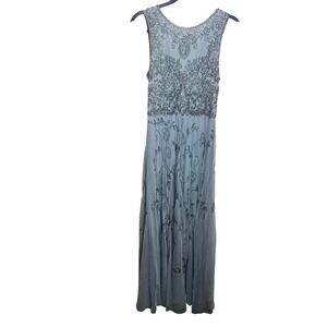 Beaded Maxi Dress with Bolero Silver Embellished Evening Formal Gown